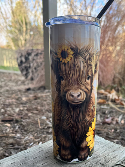 Sunflower highland cow cup